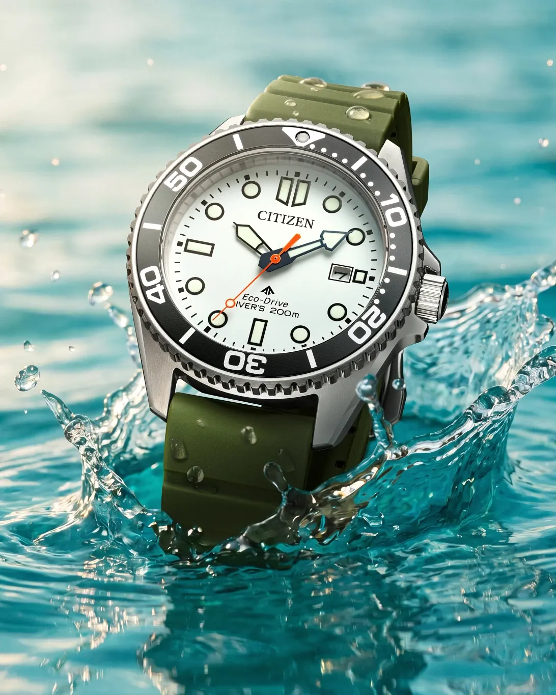wan♡wan② オーシャンホワイト Promaster Dive White Dial Polyurethane Strap BN0265-00A | CITIZEN